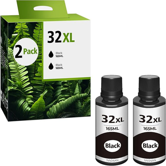 31 32XL Black Ink Bottles Set Compatible Replacement for HP 31 32XL Compatible for HP Smart-Tank 7301 7602 5101 7001 6001 5103 Ink Refill, Smart-Tank Plus 651 551 455 All-in-One Printer 2P-DeskLoop Office