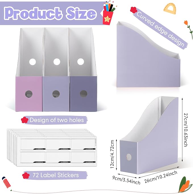 Colarr 24 Pcs Cardboard Magazine Holders 12 Colors Magazine Storage Box - Image 2
