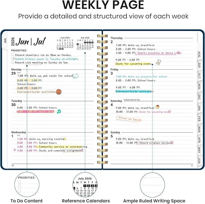 Planner 2026-2027 for Women & Men, Academic Monthly and Weekly Calendar Planner - Image 3