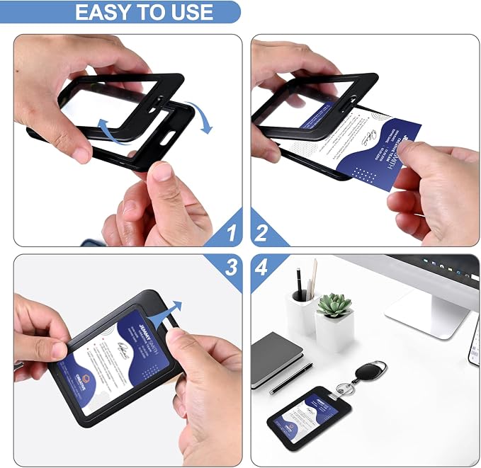 Clear Double Sided Visualization Window Vertical Plastic ID Name Card Holders - Image 3