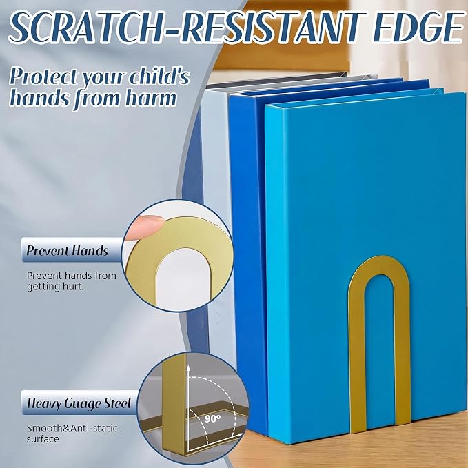 Chunful 24 Pcs Gold Modern Metal Book Ends - Image 4