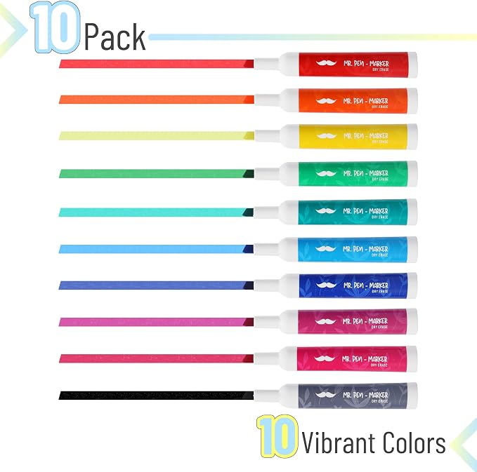 Mr. Pen- Dry Erase Markers, 10 Pack, Low Odor Ink | Chisel Tip, Back to School - Image 2