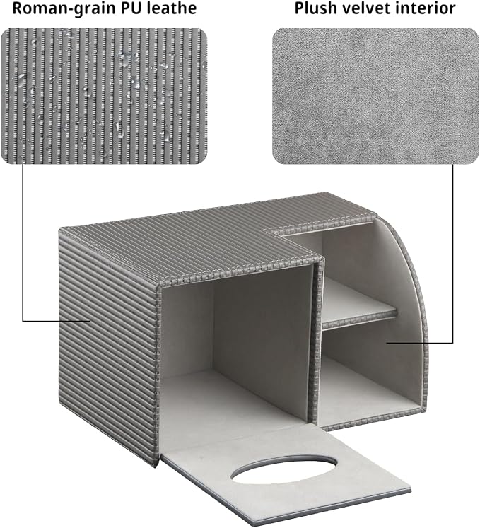 Square Tissue Box Cover with Storage, PU Leather Cube Tissue Box Holder - Image 5
