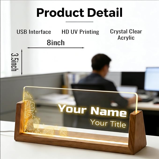 Custom Desk Name Plate, Light Up Acrylic Office Sign, Personalized Gift - Image 6