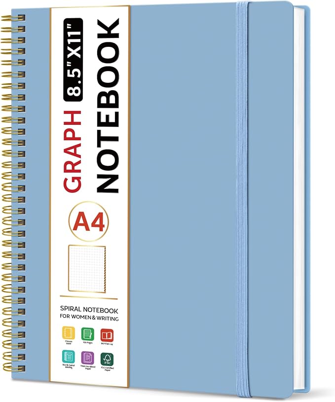 Taja Spiral Graph Notebook, 8.5"x11" Notebooks by Taja