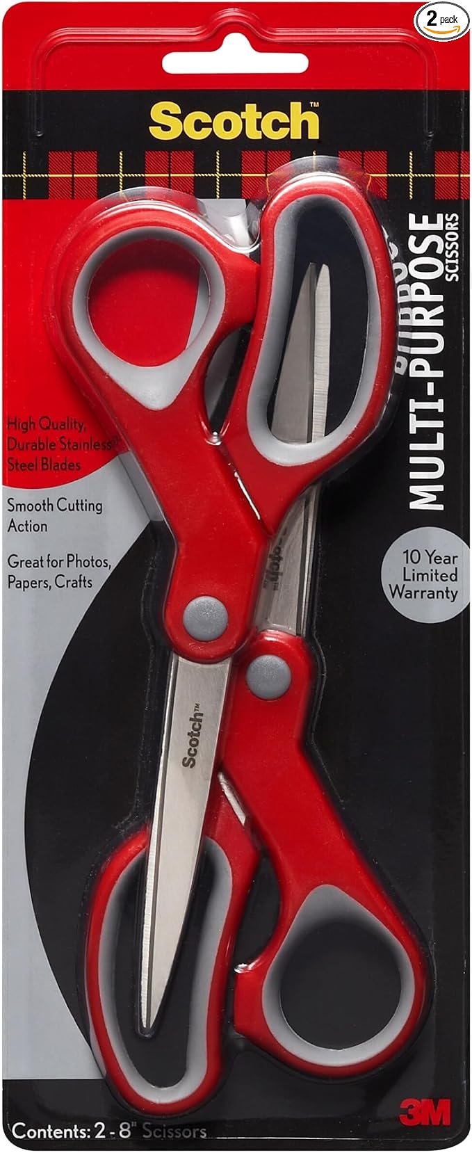Scotch Multi-Purpose Stainless Steel All-Purpose 2 Pairs of Scissors, 8 Inches by Unknown