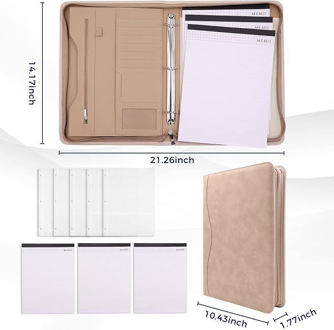 3-Ring Padfolio Portfolio Binder Organizer, PU Leather Folder Binder Business - Image 4