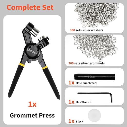 Grommet Tool Kit, 3/8 Inch Handheld Eyelet Kit Hole Punch Grommet Eyelet Press - Image 3