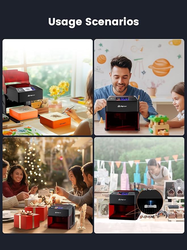 AlgoLaser 5W Smart Laser Engraver Machine: Portable Laser Engraver with 3.5" Touchscreen & 2.0 AlgoOS System - Hand Draw/Wireless Transmission/SD Card/Offline - Laser Engraving for Wood, Leather-DeskLoop Office