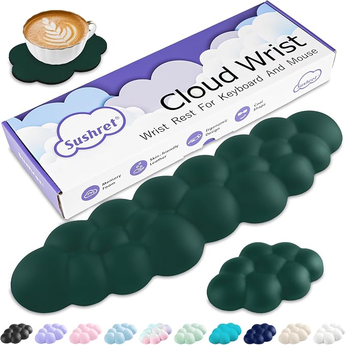Sushret Cloud Wrist Rest Keyboard, Cloud Keyboard Wrist Pad Set by Sushret