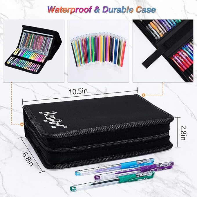 Gel Pens for Adult Coloring Books, 160 Pack Artist Colored Gel Pen with 40% More Ink, Black Case. Perfect for Kids Drawing Doodle Crafts Journaling Planner-DeskLoop Office