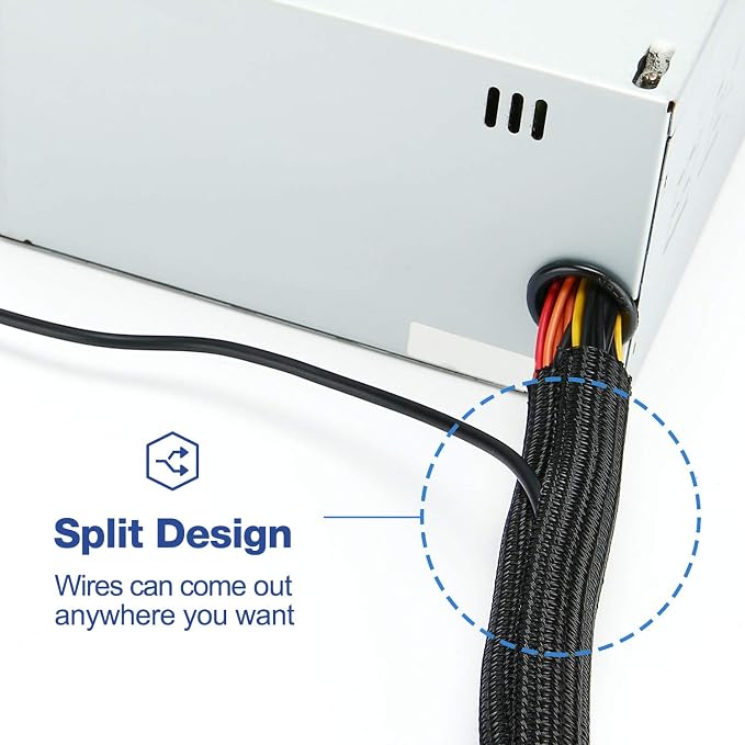 JOTO 26 Feet Cable Management Sleeve -Black | Cord Organizer System - Image 3
