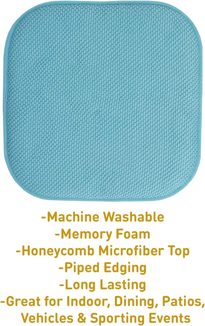 Sweet Home Collection Chair Cushion Memory Foam Pads Honeycomb Pattern Slip Non - Image 3