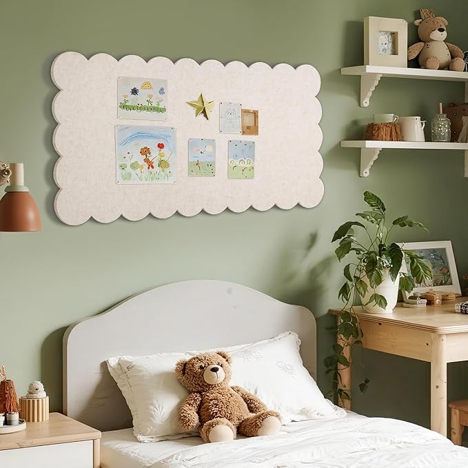 Lightomorrow Scalloped Bulletin Board, 35 x 17.5 Inches Felt Pin Board - Image 5