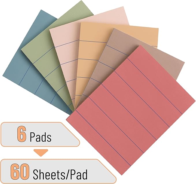 Mr. Pen- Small Lined Sticky Notes, 1.5" x 2", 6 Pads, 60 Sheets/Pad | Vintage - Image 2
