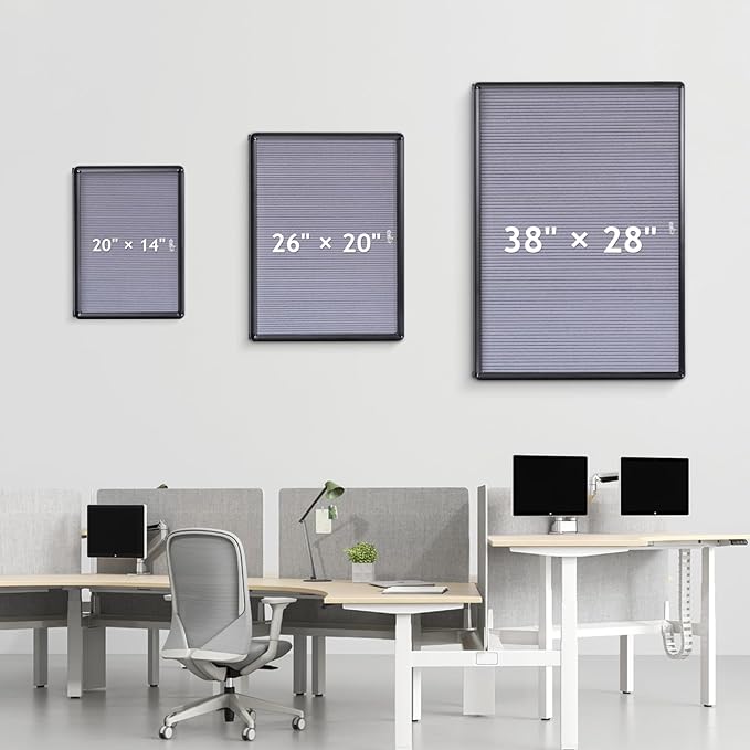 SWANCROWN Enclosed Bulletin Board with Locking Door 38x28 in, Lockable Felt Letter Board Sign Tamperproof Message Board for Office School Home, Black Aluminum Frame, Grey-DeskLoop Office