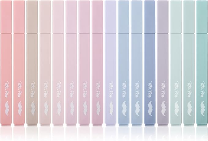 Mr. Pen- Aesthetic Highlighters No Bleed, 16 Pack, Morandi Colors | Chisel Tip by MrPen
