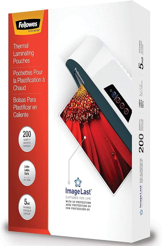 Fellowes ImageLast Laminating Pouches, Letter, 200pk, 5 mil (5245301)-DeskLoop Office