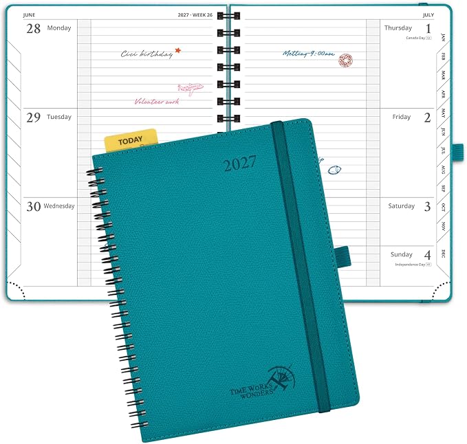 POPRUN 2027 Planner, 6.75" x 8.75" Weekly Calendar Book, Daily Appiontment Book by POPRUN