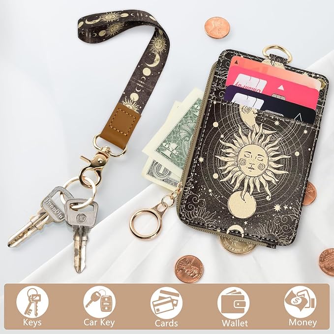 bolimoss Sun and Moon Lanyard Wallet, Boho Lanyard - Image 6