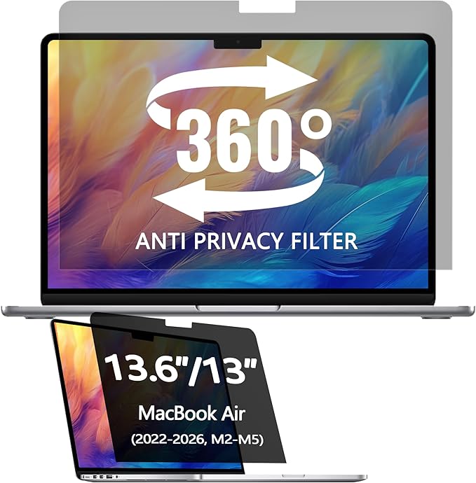 360° Privacy Screen Protector for MacBook Air 13.6/13 Inch, Privacy Screen by Halloive