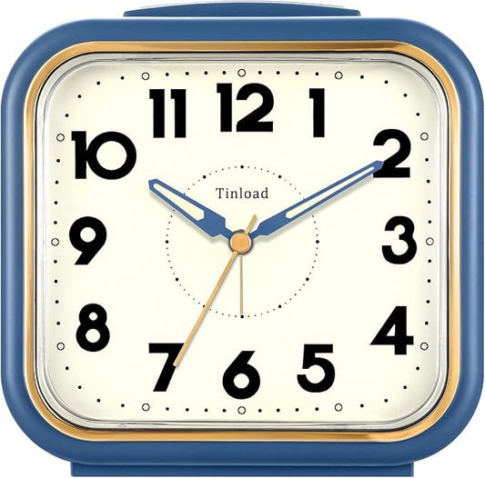 Tinload 5.5" Large Analog Alarm Clock • Silent Non Ticking • Gentle Wake • Beep by Tinload
