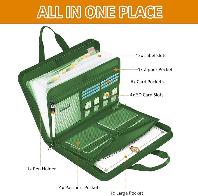 onvvippiv File Organizer Fireproof Expanding Accordion File Folder | Document - Image 3