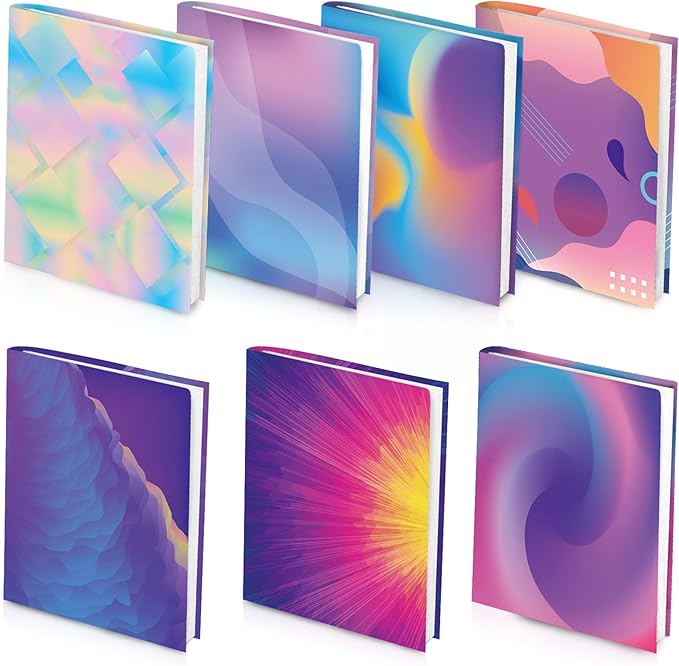 Feela 7 Pack Neon Pattern Jumbo Fabric Book Covers, Washable Durable Reusable Nylon, Stretchable for Hardcover Textbooks & Notebooks up to 9'x11'-DeskLoop Office