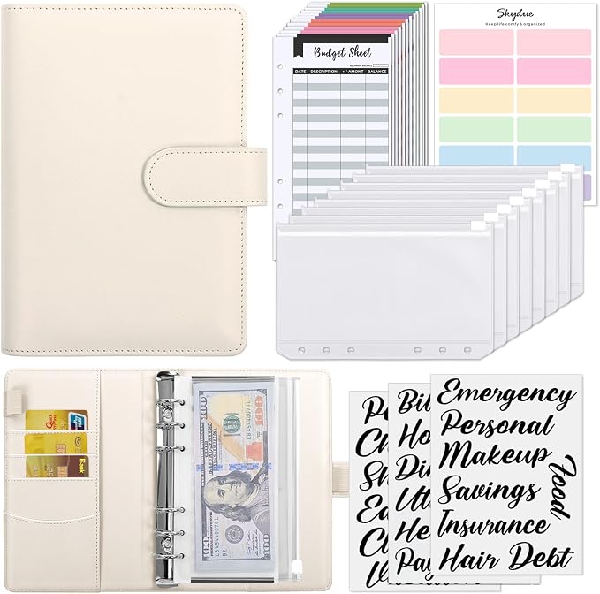 SKYDUE Budget Binder with 8pcs Zipper Envelopes, Money Organizer by SKYDUE