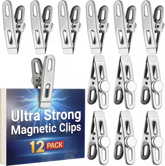 Magnetic Chip Bag Clips for Fridge, 12 Pack Heavy Duty Fridge Magnet by LEYOSOV