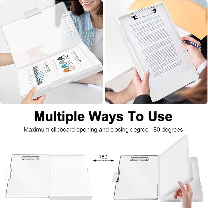 Piasoenc Clipboard with Storage, 8.5 x 11 Clip Boards with 2 Storage, Folio & - Image 3