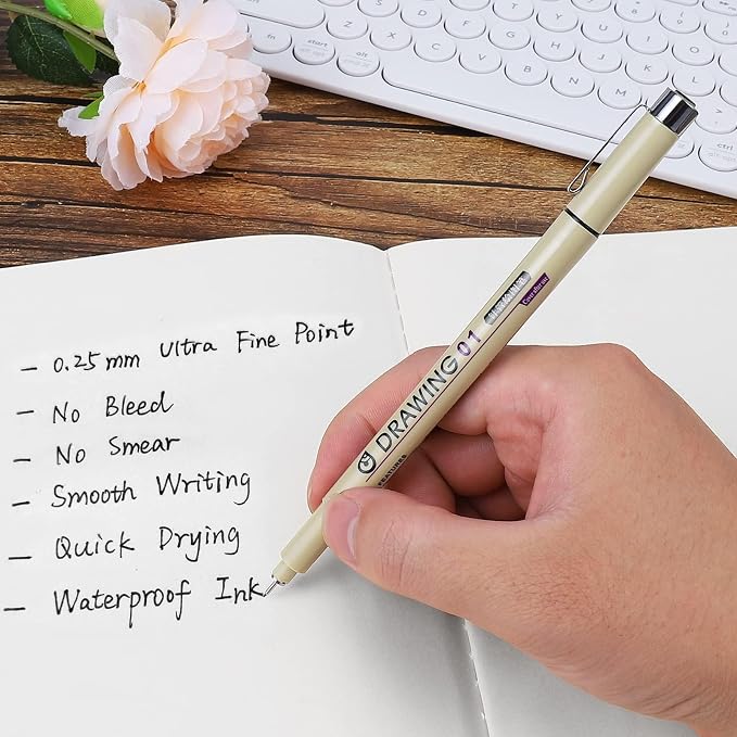 Muchcute Extra Fine Point Writing Pens:6 Black 0.25mm Ultra Thin Micron Pen 01 - Image 7