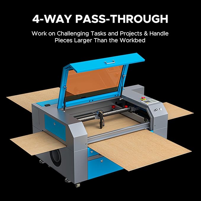 OMTech 90W CO2 Laser Engraver with Water Chiller & LightBurn, 28"x20" Cutting & Engraving Machine with Air Assist, 4-Way Pass, Caster Wheels, RDWorks, for Wood, Glass, Acrylic & More-DeskLoop Office