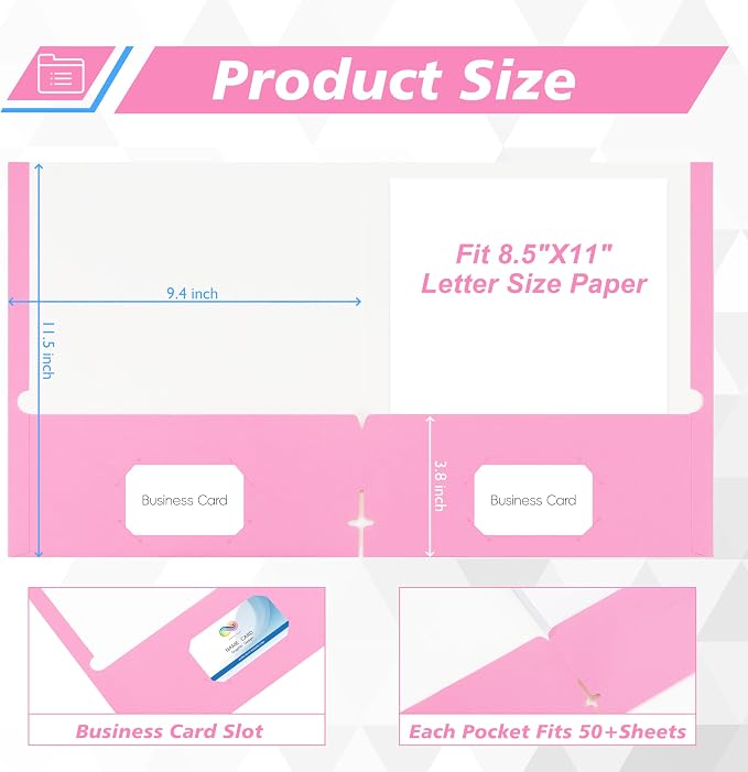 50 Packs Two Pocket Folders, Two Pocket File Folders - Image 2