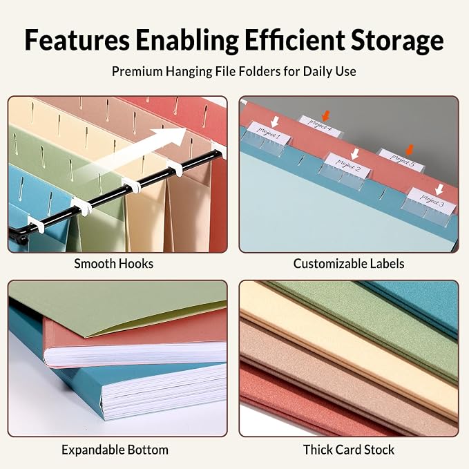 SUNEE Hanging File Folders, 50 Pack Letter Size Hanging File Folders - Image 3