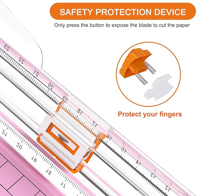 Evteck Paper Cutter 12 Inch Paper Trimmer Slider Crafting Scrapbooking Supplies for A4 Vinyl Photo Cardstock with Security Blade and Foldable Ruler-DeskLoop Office