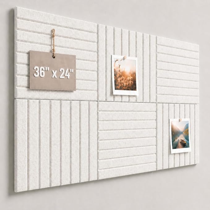 Stripe Felt Bulletin Board Tiles, Cork Board Alternative 24 x 36 in | 0.35 in by CreateYourIdealSpace