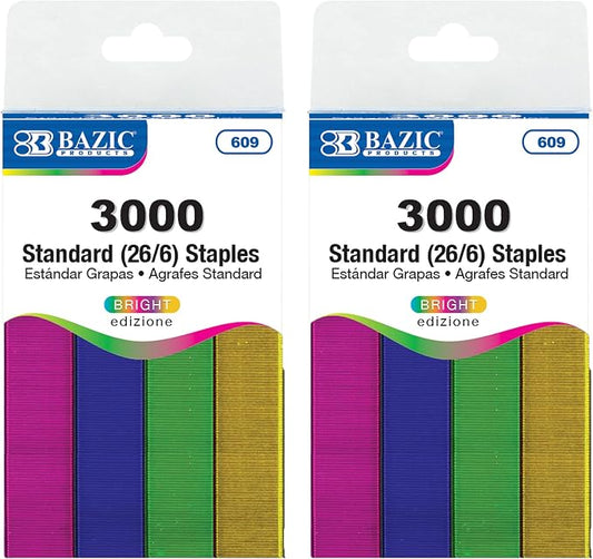 BAZIC Products Standard Staples, Metallic Colors, 3000 Ct by BAZICProducts