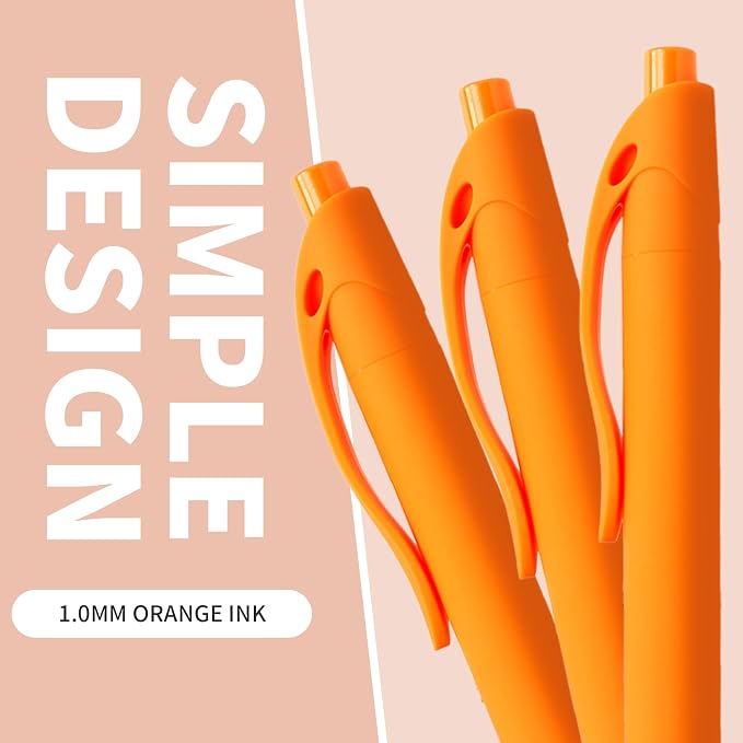 deegtran Pens Bulk, 50 Pack No Bleed Orange Click Pen, Wholesale Retractable - Image 2