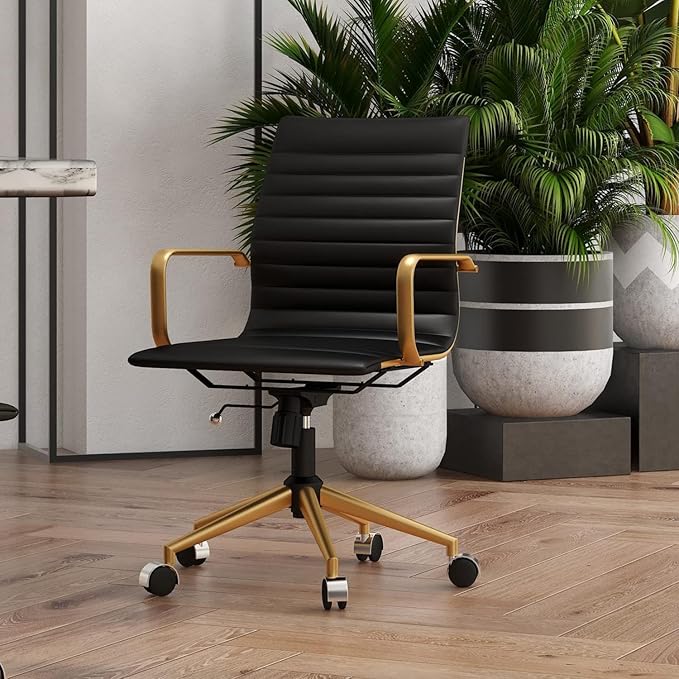 Chair, Desk Computer Chair ，with Armrests ，Ergonomic Office Chair for Home and Office, 17.32 x 22.83 x 35.43 inches, Multiple Colors (Gold Black)-DeskLoop Office