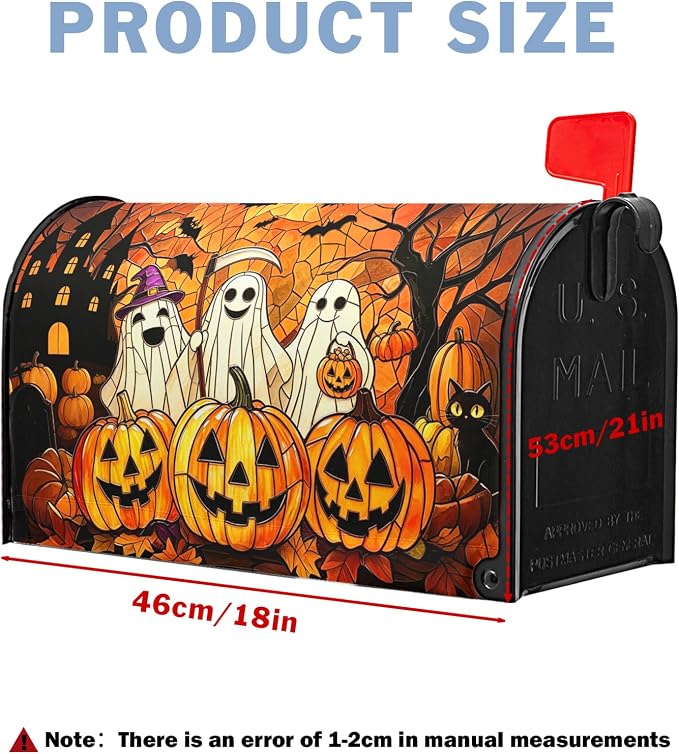 Halloween Spooky Ghost Pumpkin Mailbox Cover Magnetic Standard Size Fall - Image 4