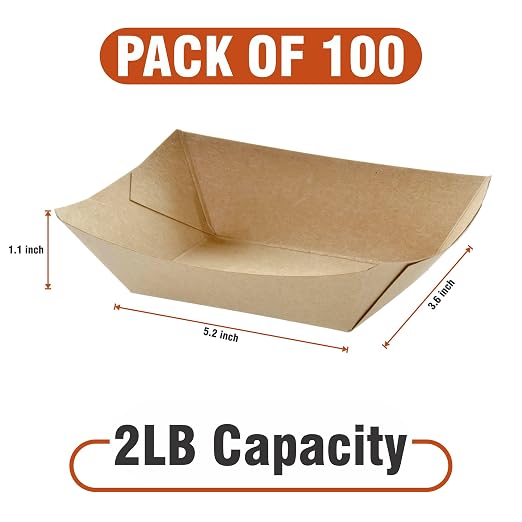 2lb Natural Kraft Paper Food Trays - Image 7