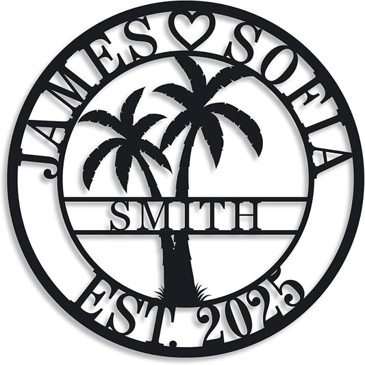 Personalized Metal Palm Tree Sign, Custom Signs Outdoor Palm Tree, Personalized by ENFODREAM