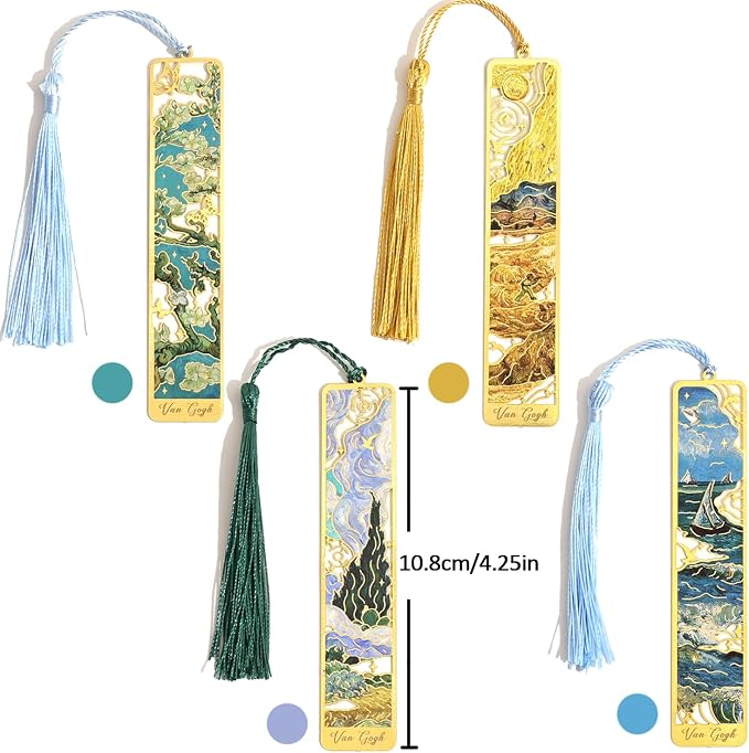 4 Pieces Metal Bookmarks with Tassel - Image 2