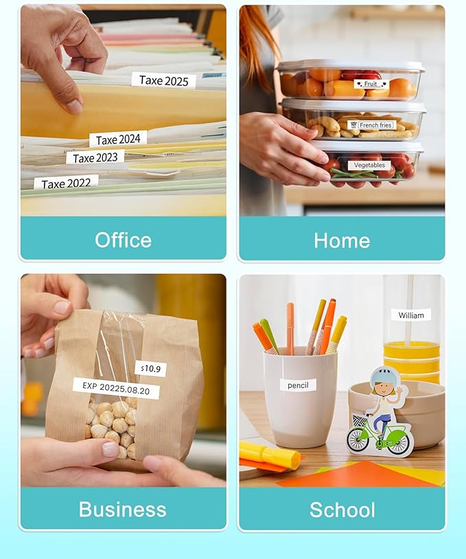 Label Tape for PT-1180 1280 1750 1890 2040 1090 1290 P300BT Compatible with Brother P touch Label Maker TZe-231 TZe231 12mm 0.47 Inch Laminated Black on White Ptouch tape 1/2"x 26.2' (12 mm x 8m), 8PK-DeskLoop Office