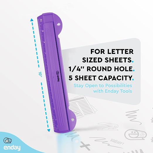 3 Hole Punch Purple, Portable Hole Puncher - Image 5