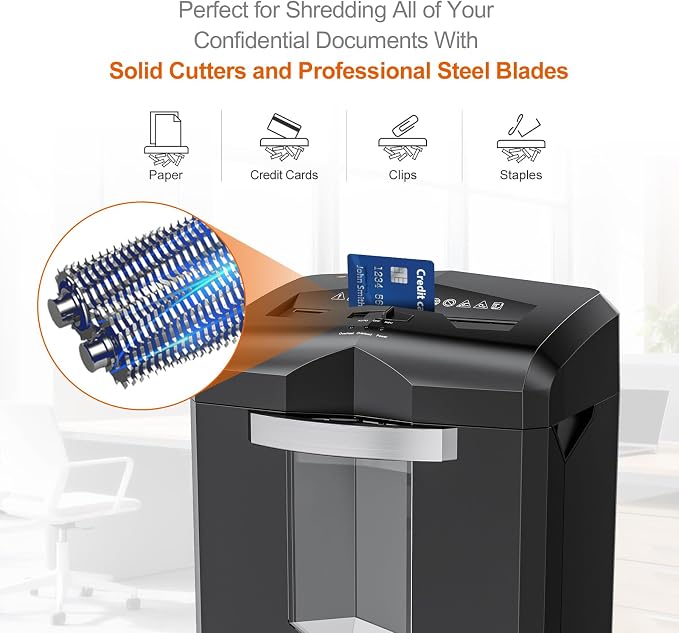 Bonsaii Heavy Duty 18-Sheet Cross-Cut Paper Shredder 60-Minute Runtime 6-Gallon - Image 5