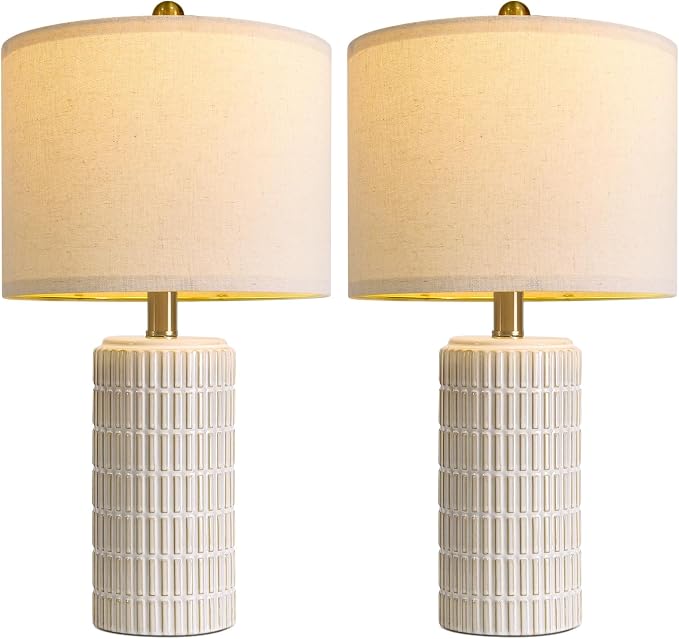 PoKat 20.75" Small Modern Ceramic Table Lamps Set of 2 - Image 9