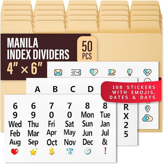 50 Heavyweight Manila Index Card Dividers by Offilicious
