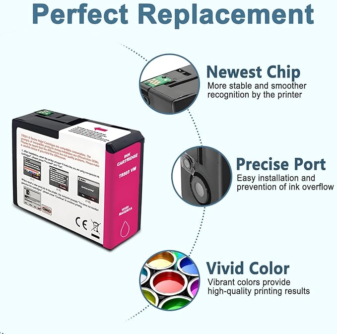 T850 Ink Cartridge T8503 T850300 Remanufactured Work for SureColor P800 (1-Pack, Vivid Magenta)-DeskLoop Office